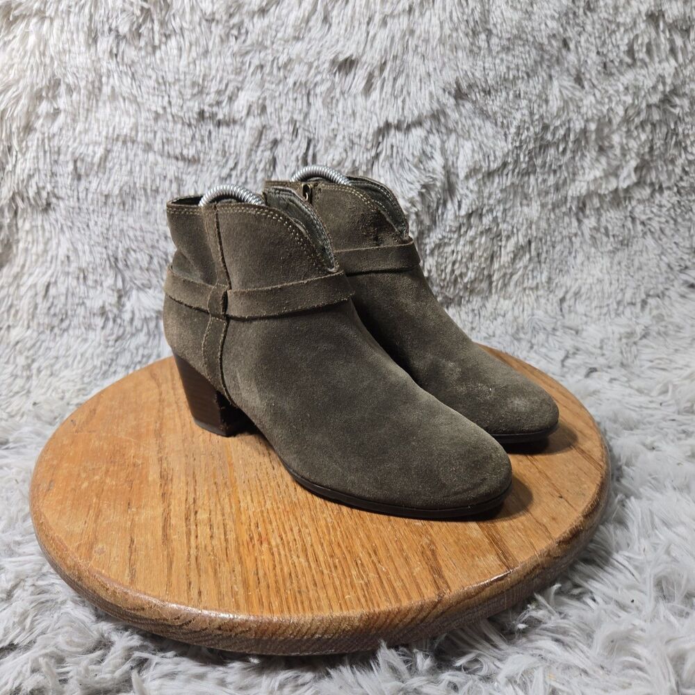 MIA Melrose Womens Brown Embroidered Fabric Side Zip Ankle Bootie Heels Size 7